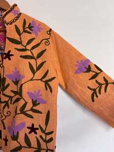 Floral Embroidered O-Neck Loose Fit Long Sleeve <b>Boho</b> <b>Style</b> Autumn Wear Woven Linen Cotton Eco-Friendly Natural Casual Dresses - Product Image 3