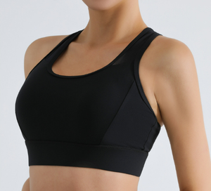 Sujetador deportivo de cuello en U para mujer, con costuras, color liso, de alto soporte, para entrenamiento, yoga, gimnasio, fitness, transpirable por delante, elástico en cuatro direcciones - Product Image 4