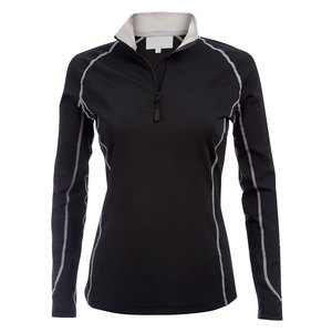 Camisa de equitación para mujer, personalizada, premium, sólida, informal, con logotipo bordado, transpirable, antiarrugas, de spandex/poliéster, con cuello redondo. - Product Image 2