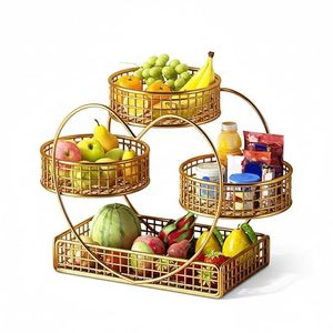 Moderno Estante Metálico de Tres Niveles para Frutas con Diseño Redondo para Exhibición de Alimentos en la Cocina - Product Image 4
