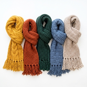 Women's Winter Chunky Knit 100% Wool Scarf Cozy Warm Casual <b>Neck</b> <b>Warmer</b> OEM ODM Wholesale Factory Custom Logo Low MOQ Jacquard - Product Image 5
