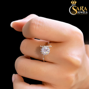 SARA JEWELS Flower Shape Cubic Zirconia Engagement <b>Ring</b> 925 Silver Plated Women's Classic Style For <b>Indian</b> Export - Product Image 4