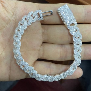 Best Selling Moissanite Diamond Hip Hop <b>Bracelet</b> Iced Cuban Link Chain with VVS Sparkle for <b>Men</b> Party and Daily Wear for Sale - Product Image 2