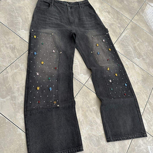2026 Custom Own Fashion Manufacturer Numica Sports Flare Denim Trouser Stone Wash Oversized Distressed Mid Waist <b>Men's</b> <b>Jeans</b> - Product Image 1