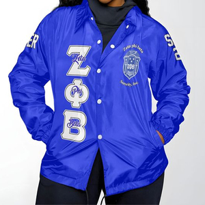 Zeta Phi Beta Autumn Fashionable Thin Vintage Denim <b>Coaches</b> Jacket-Athletic Stylish Breathable Eco-Friendly Windbreaker for Men - Product Image 4