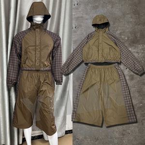 Ensemble de survêtement à capuche pour homme YANMM YUEHAO, motif écossais, manches longues, coupe-vent, streetwear, coupe régulière, hiver, short adulte 100% coton - Product Image 2