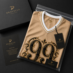 เสื้อเจอร์ซีย์ตาข่ายสไตล์บาสเก็ตบอลผู้ชายขนาดใหญ่พิเศษแบบ OEM สีแชมเปญโกลด์ รุ่น Retro 99 ปักลายสตรีทแวร์ - Product Image 5