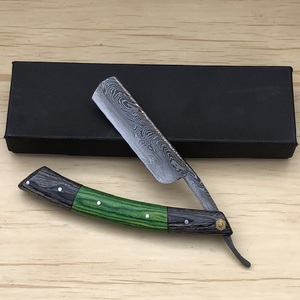 Aesthetic Handmade Damascus Steel Straight Razor with <b>Black</b> and Brown Pakka Wood Handle Personalized Blade Exotic Classic Barber - Product Image 1