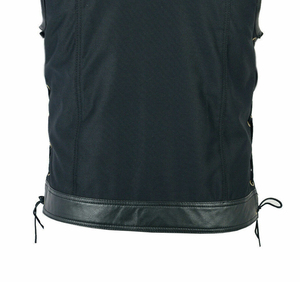 Chaleco de Cuero Profesional y Cómodo para Hombre con Cuello Alto, Servicio OEM, Chaleco de Cuero y Lona Negro de Primera Calidad para Motociclistas - Product Image 5
