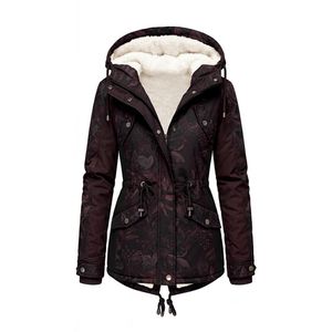 Custom Dark <b>Green</b> Women's Hooded Parka Coat Polyester Shell Sherpa Lined Drawstring Waist Cold Weather Jacket - Product Image 4