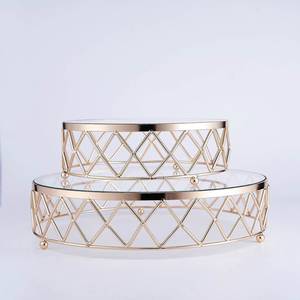 Elegant Gold Geometric Serving <b>Stand</b> for <b>Cakes</b> Desserts Pastries and Sweets Luxury Iron <b>Cake</b> Display Pedestal with Gold Finish - Product Image 4