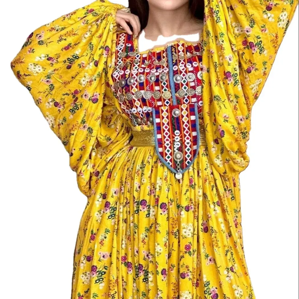 महिलाओं के लिए हस्तनिर्मित जनजातीय पारंपरिक कढ़ाई वाली पोशाक के साथ अफगान कूची पोशाक 2024 अफगान कूची महोत्सव पोशाक पश्तून संस्कृति