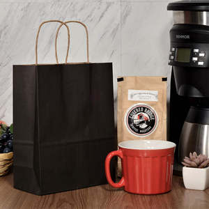 Wholesale Custom Logo Kraft Brown Paper Bags with Handle | Food <b>Takeaway</b> <b>Coffee</b> Pizza Milk Shopping Bags - Product Image 5