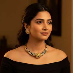 <b>Blue</b> Meenakari <b>Necklace</b> Set Gold Plated CZ Choker Indian Jewelry Handmade Bulk Product Fashion Chokers <b>Necklaces</b> - Product Image 3