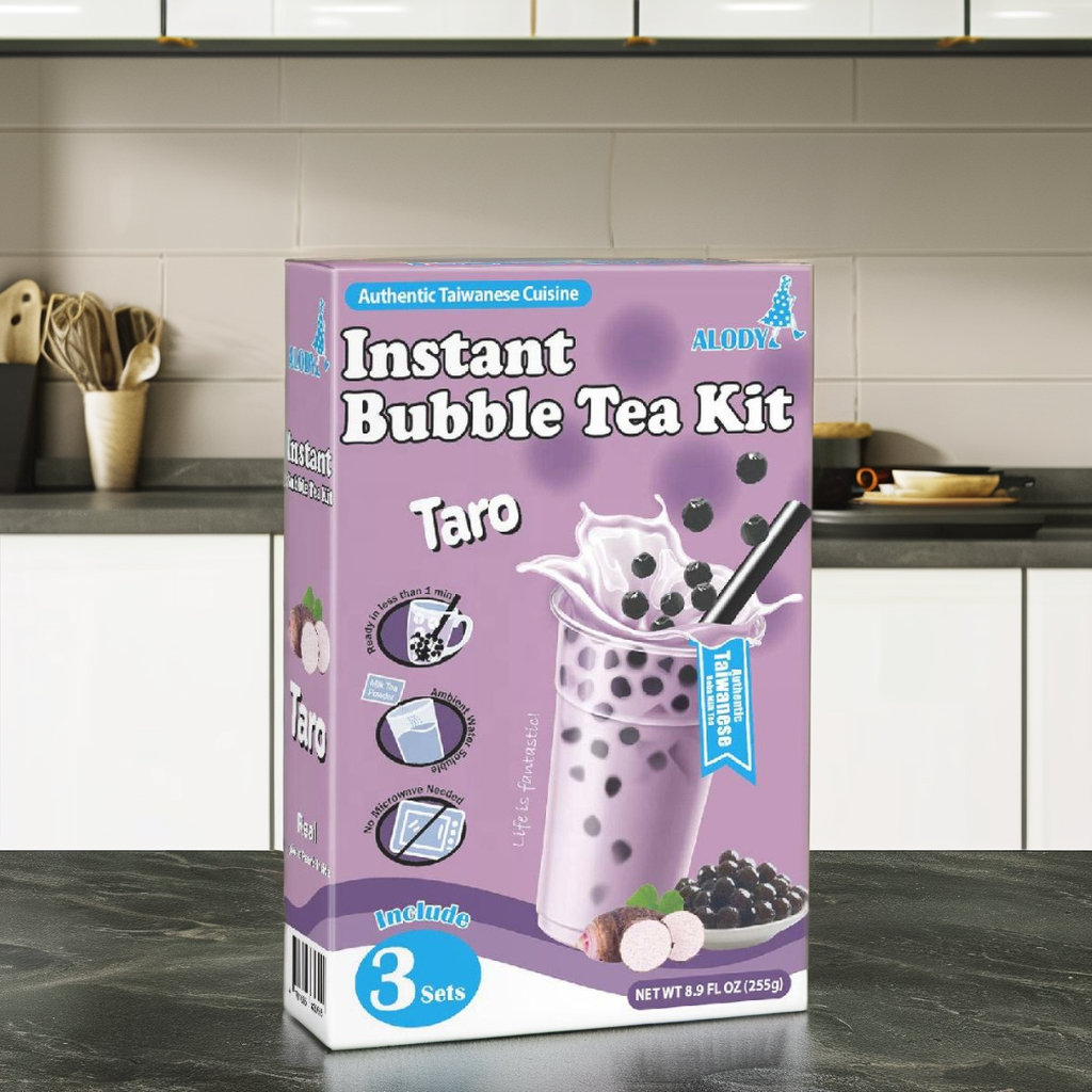 Taro Boba Bubble Tea Ingredients with Ice for Refreshing Drink