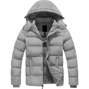 Veste d'hiver matelassée pour homme avec capuche, col montant, coupe-vent, rembourrage épais en polyester, fermeture éclair décontractée, vestes pour homme - Product Image 1