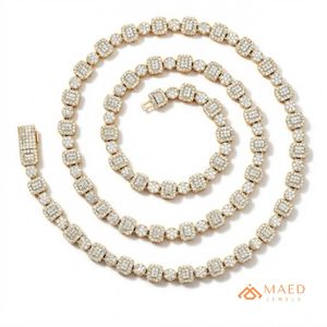 Collier en moissanite plaqué or 18 carats, bijoux de mode, chaîne à maillons pour femmes et hommes, cadeaux élégants, bijoux fins de New York, NYC, États-Unis - Product Image 1