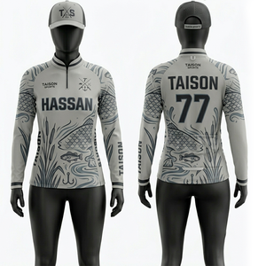 เสื้อเจอร์ซีย์ตกปลาผู้หญิง พรีเมียม 160 GSM โพลีเอสเตอร์ผสมสแปนเด็กซ์ ระบายอากาศ แห้งเร็ว สีเขียวอมฟ้า ลายกราฟิกปลา  โลโก้แบบซับลิเมชั่นสั่งทำได้ - Product Image 4