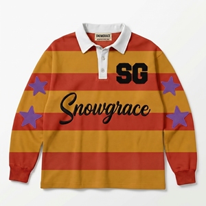 Maillot de rugby Snowgrace à manches longues, motif rayé, col rabattu, coupe classique, vêtements unisexes pour adultes - Product Image 1