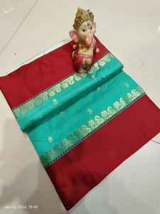 Sari en soie brodée jaune et blanc avec bordure en zari doré, style vintage, traditionnel, pour mariage, fête, tenue ethnique - Product Image 2