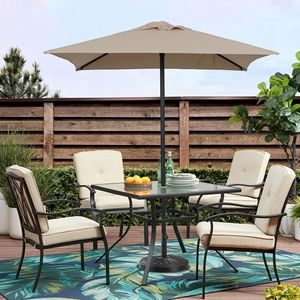 Ombrellone da Patio Quadrato in Acrilico Beige da 1,5 m - Ombrellone da Esterno per Mercato/Spiaggia con Meccanismo Push-Up - Product Image 2