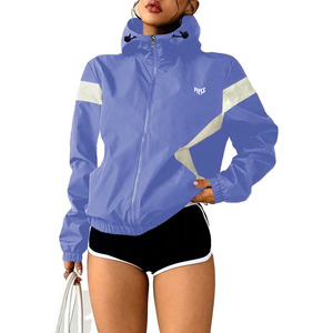 Women Lightweight Windbreaker <b>Jacket</b> <b>Waterproof</b> Hooded Zip Up Outdoor Running Casual Coat Reflective Panel Men's <b>Jackets</b> Supply - Product Image 3