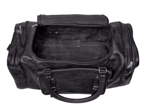 Sac de voyage de luxe en cuir véritable noir, grand sac de sport, sac de week-end, sac de voyage multi-poches, organisateur, polyester rembourré, fermeture éclair - Product Image 6