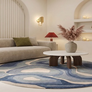 Alfombra India de Lujo, Color Cobalto, Pelo Largo, Lana de Nueva Zelanda, Moderna, Suave y Gruesa, para Hogar, Hotel, Interiores, Hecha a Mano - Product Image 1