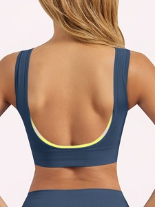 Women Fine Rib <b>Low</b> <b>Back</b> Activewear Top Seamless Push Up Workout <b>Bra</b> Customizable Private Label Fitness Gear Supplies - Product Image 6