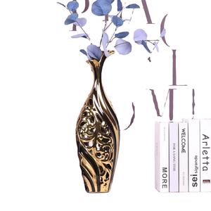 Florero de cerámica indio esmaltado dorado, cerámica hecha a mano, elegante diseño INS moderno para el hogar, oficina, Hotel, venta al por mayor - Product Image 1