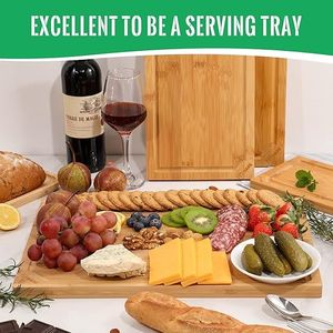 Planche à découper extra large Hiware 100% bambou biologique, robuste, avec rainure pour les jus, pour la cuisine - Product Image 3