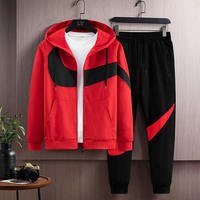 Conjunto de Chándal de Dos Piezas para Hombre, Económico, Invernal, Vintage, con Capucha, Estampado, Transpirable, Ecológico, Resistente al Viento, de Forro Polar Grueso