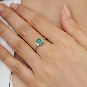 New Trilogy Design Octagon Shape Natural <b>Emerald</b> Gemstone Pure Solid 925 Sterling <b>Silver</b> <b>Ring</b> May Birthstone Fine Jewelry - Product Image 2