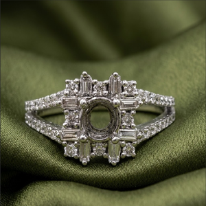 แหวนหมั้นแบบกึ่งภูเขาสำหรับผู้หญิงแหวนเพชรแท้สีทองขาว18K สีทองแท้ - Product Image 1