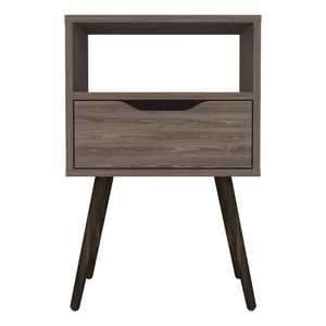 Comodino a cassetto singolo Fugaz con ripiano aperto con finitura noce scuro - Product Image 2