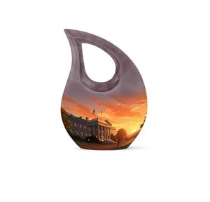 Offre Spéciale – Urne funéraire moderne en aluminium noir, forme goutte d'eau, pour cendres humaines adultes, avec motif floral, petite et durable - Product Image 6