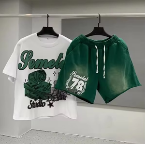 Conjuntos de Shorts Casuales Nuevos para Hombre, Conjuntos Holgados de 2 Piezas, Camiseta de Manga Corta con Hombros Caídos y Shorts con Cordón para el Verano - Product Image 5