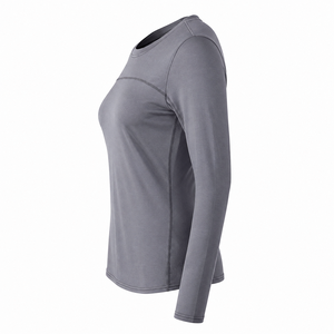 <b>Women</b> Long Sleeve <b>Rash</b> <b>Guard</b> Gray Quick Dry Spandex Polyester Sport Top - Product Image 4