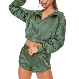 2027 High quality Woman Short Set Windbreaker Oversize Zipper <b>Cropped</b> <b>Top</b> shorts set Clothing Workout Breathable MADE BY BS 2027 - Product Image 2
