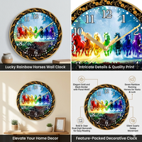Jam Dinding Plastik Cetak Digital Personalisasi 7 Kuda Energi Positif Promosi Liviya, Kotak Hadiah Warna Sesuai Pesanan, Set Hadiah