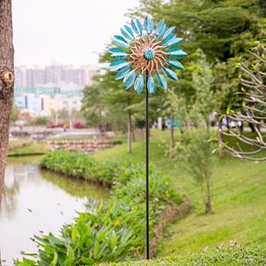 Solar Blue <b>Leaf</b> Stake Wind Spinner Garden Solar <b>Lights</b> with Wind Sensor & Durable Material - Product Image 4