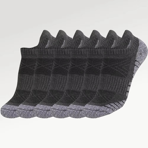 No Show Ankle <b>Socks</b> 3 Pairs Breathable Knitted Sport <b>Socks</b> for <b>Running</b> Adults Summer Gray Black White Stripe Pattern - Product Image 4