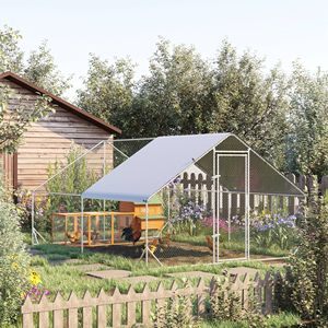 Pollaio da Esterno 10 X 13 X 6.5 con Porta Chiudibile a Chiave, Telaio in Metallo, Copertura per Recinto per Polli Inclusa - Product Image 1