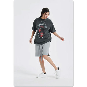 T-shirt graphique délavé vintage, coupe oversize, streetwear, en coton, décontracté, effet vieilli, imprimé graphique, coupe ample - Product Image 3