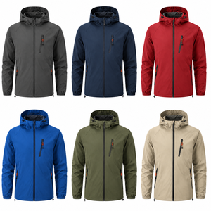 Custom Men's Thin Packable Hooded Waterproof Breathable Windproof Rain Jacket Outdoor <b>Shell</b> OEM Private Label Wholesale - Product Image 2