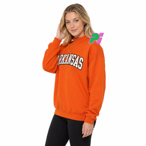 Sudadera con Cuello Alto Estilo Arkansas, Personalizada con Apliques de Letras, Bordado de Alta Calidad, Color Naranja - Product Image 3