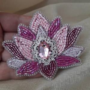 Designer Customized Embroidery Beaded Brooch Pin-Artisan Handmade for Dresses <b>Jackets</b> Scarves Bags-Anniversary Gift Party - Product Image 1