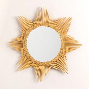 Rattan Bamboo Wall <b>Moroccan</b> <b>Style</b> Halo <b>Mirror</b> for Home Decoration Sun Shaped Wall-Mounted <b>Mirrors</b> - Product Image 3
