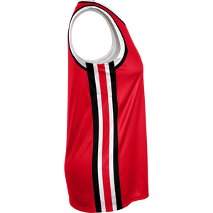 Camiseta de Baloncesto Sublimada Personalizada para Mujer, Sin Mangas, Roja, Negra y Blanca, de Secado Rápido, Transpirable, con Cuello en V, Uniforme Deportivo para Equipo - Product Image 4
