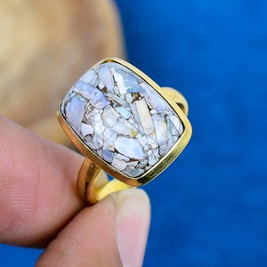 Natural Ethiopian <b>Opal</b> Copper Cushion Shape Gemstone <b>Ring</b> Handmade 18k <b>Gold</b> Micron Over 925 Sterling Silver - Product Image 1
